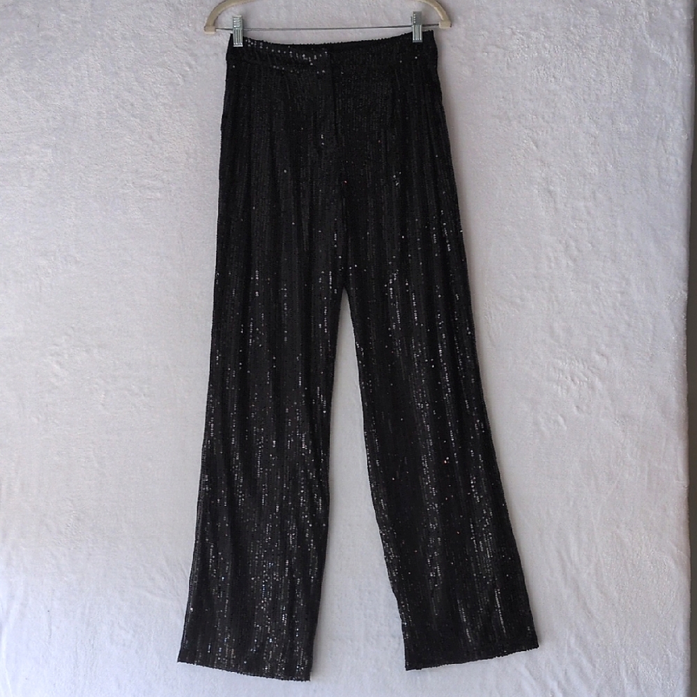 Forever 21 Junior's Black Sequin Relaxed Fit Party‎ Pants Size S